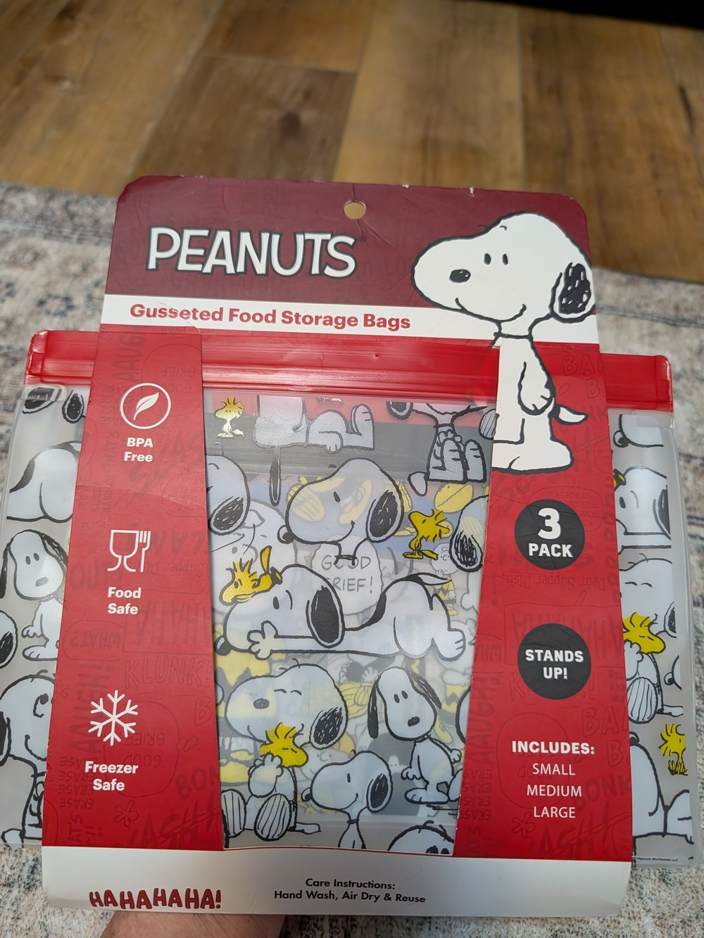 Peanuts Snoopy White & Yellow Reusable Gusseted Bags - 3 Pack